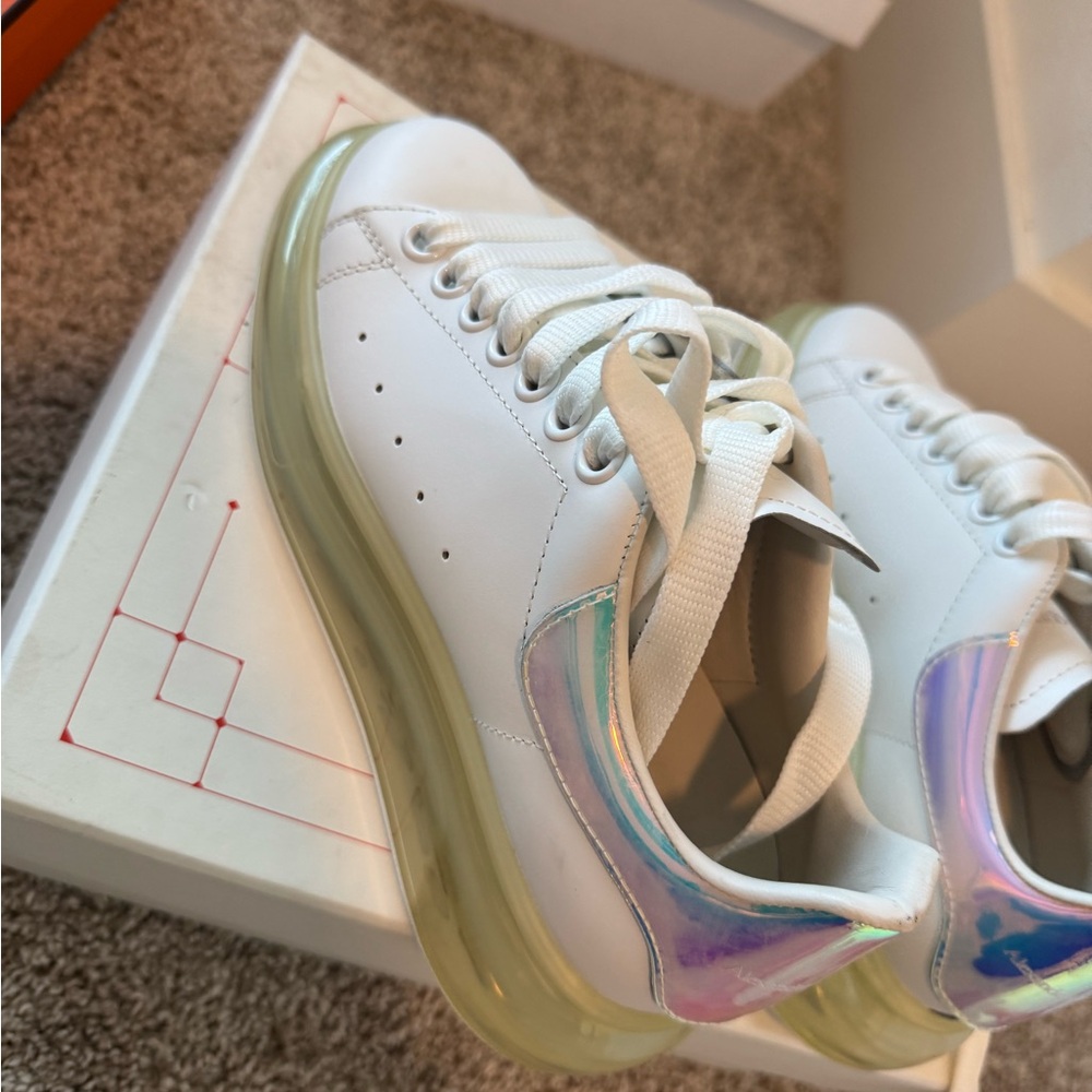 Alexander McQueen White and Iridescent Sneakers